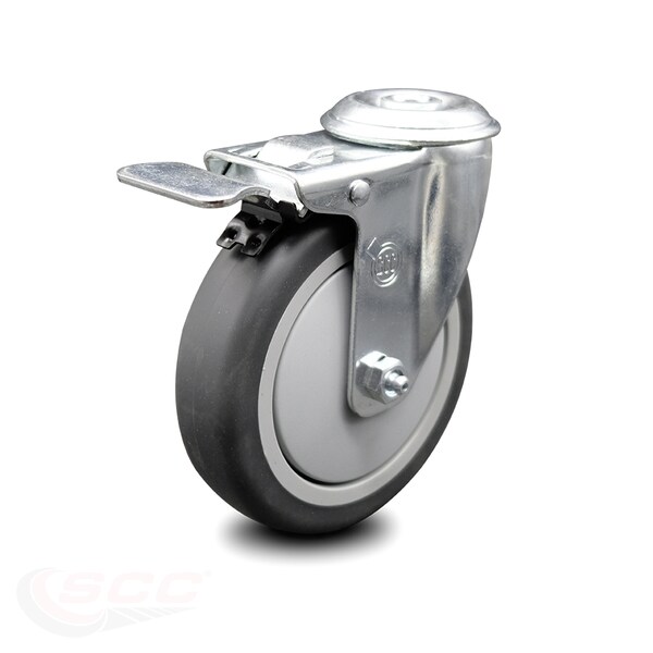5 Inch Thermoplastic Rubber Wheel Swivel Top Plate Caster with Total Lock Brake